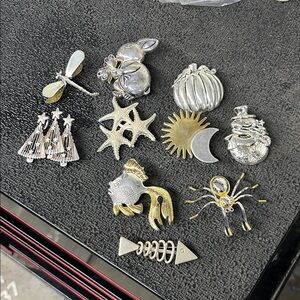 Silver and Gold Brooch Set